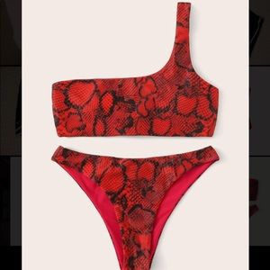 SHEIN red snake skin bikini L